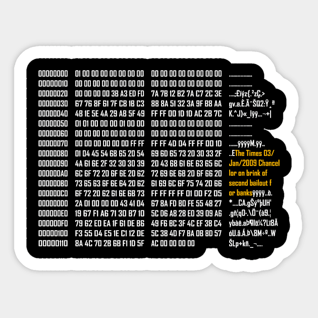 Celebrating the Birth of Bitcoin: Commemorate the Genesis Block Sticker by teewhales